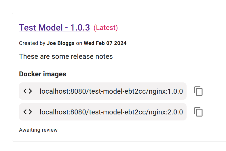 release in releases tab with attached docker images