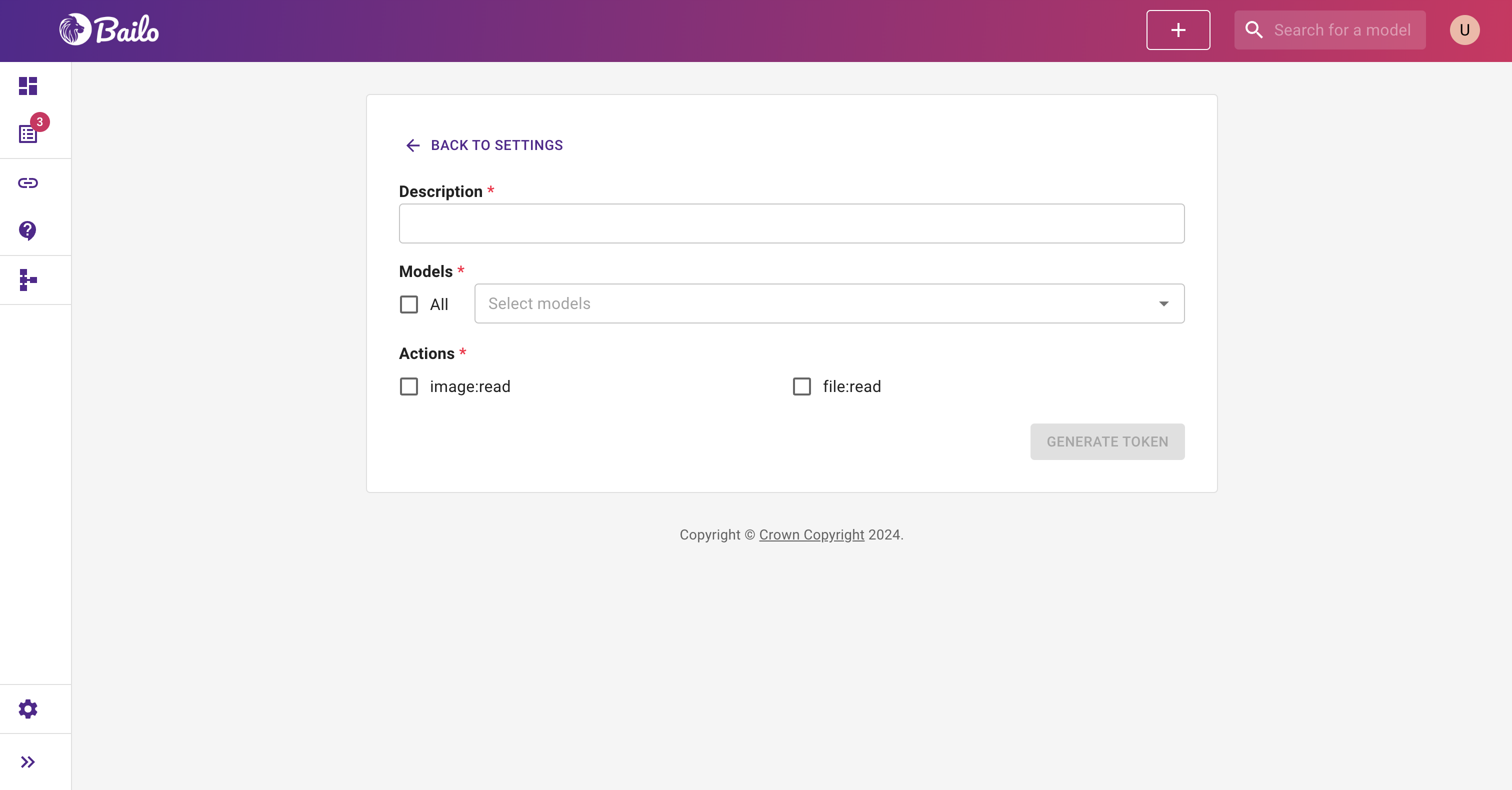 generate personal token form