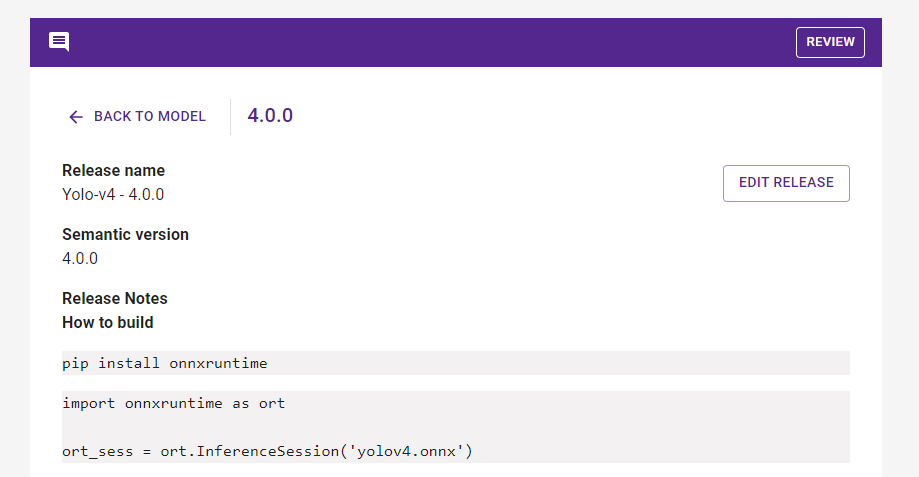view of existing release with edit release button