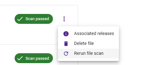 popup confirming file scan results