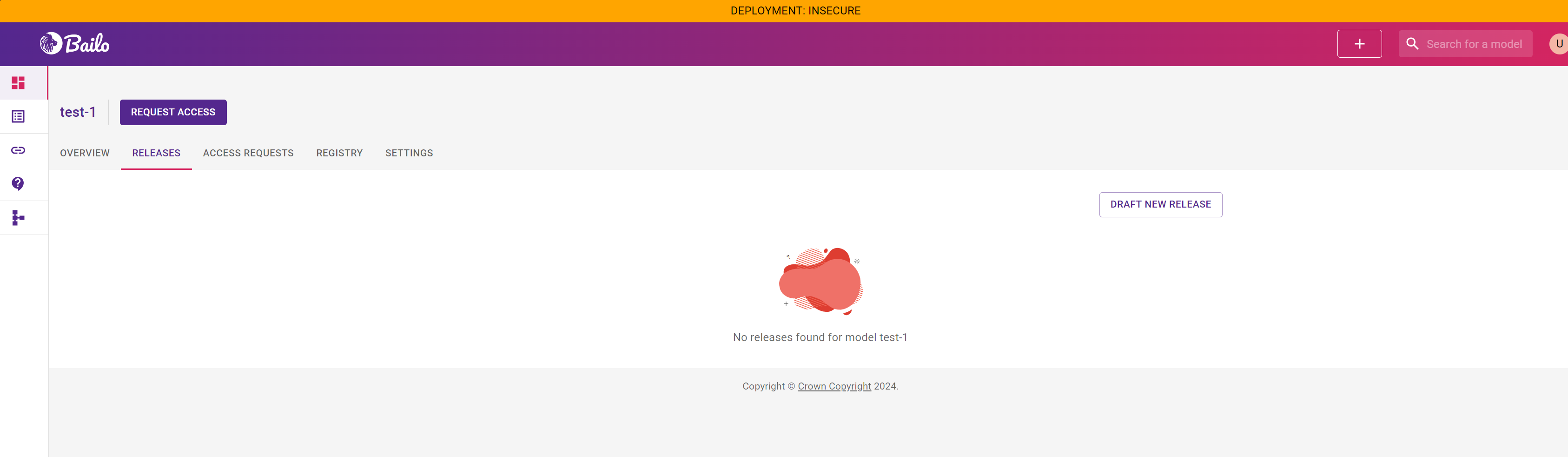 empty model releases tab with new release button