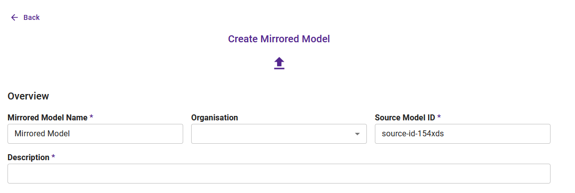 mirrored model creation form with source model ID field